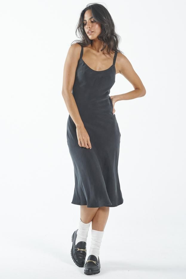 Harriet Midi Slip Dress - Antique Black sold by Thrills product image thumbnail 3