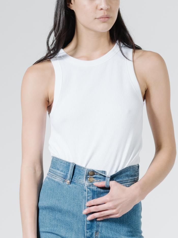 Amity Rib Tank - White sold by Thrills