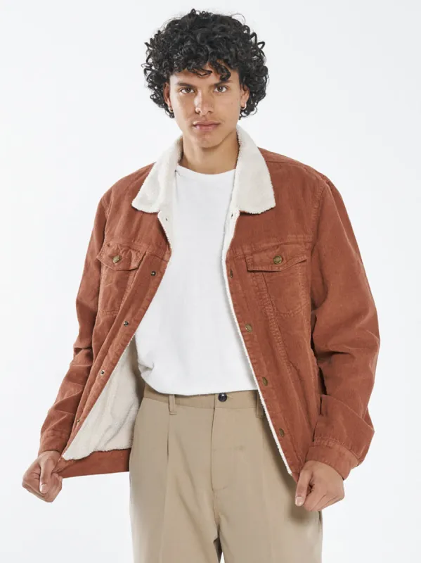 Sherpa Wanderer Cord Denim Jacket - Coffee sold by Thrills