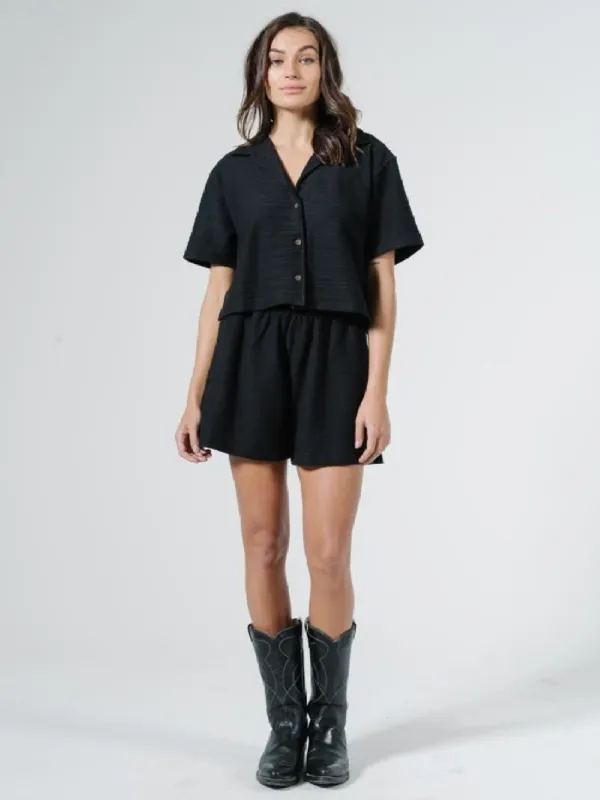 Terry Crop Shirt - Black sold by Thrills