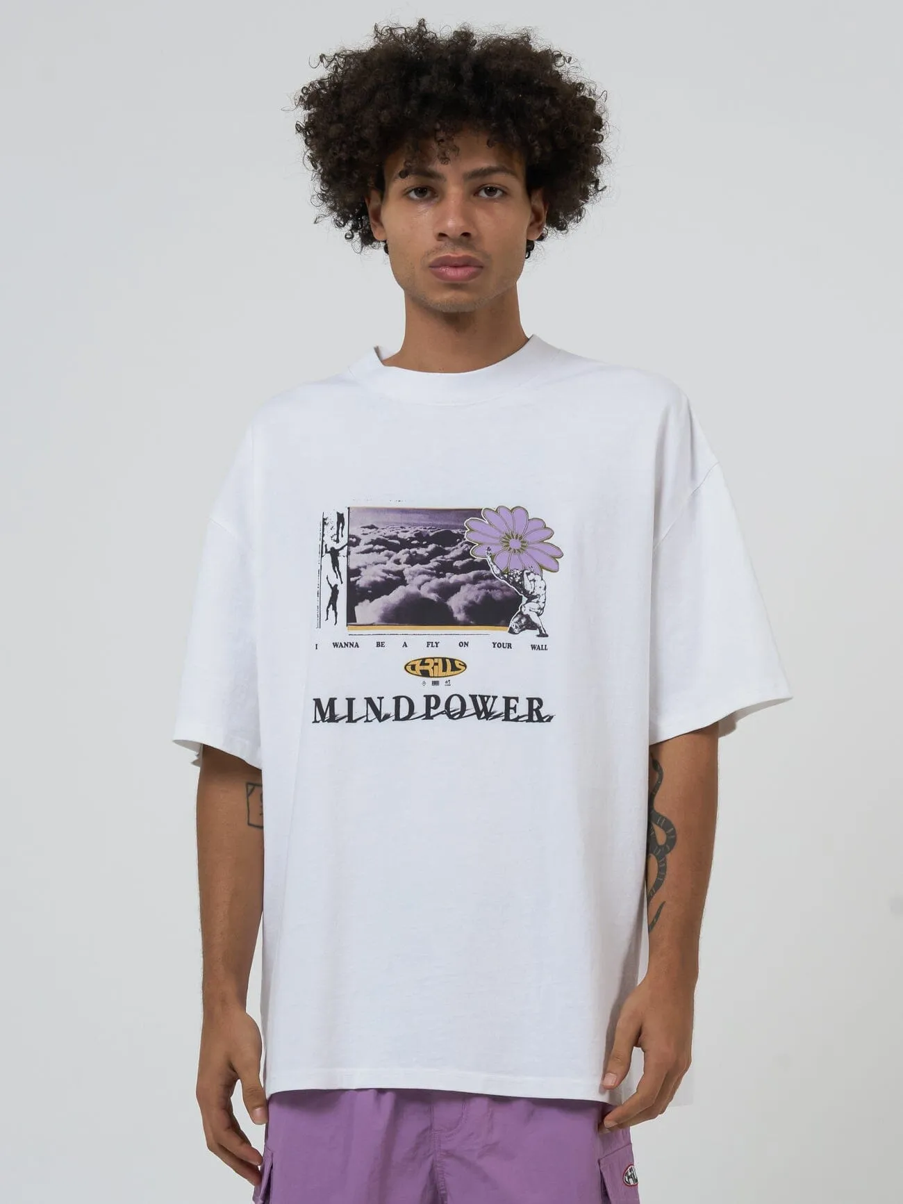 Mind Power Box Fit Oversize Tee - White sold by Thrills