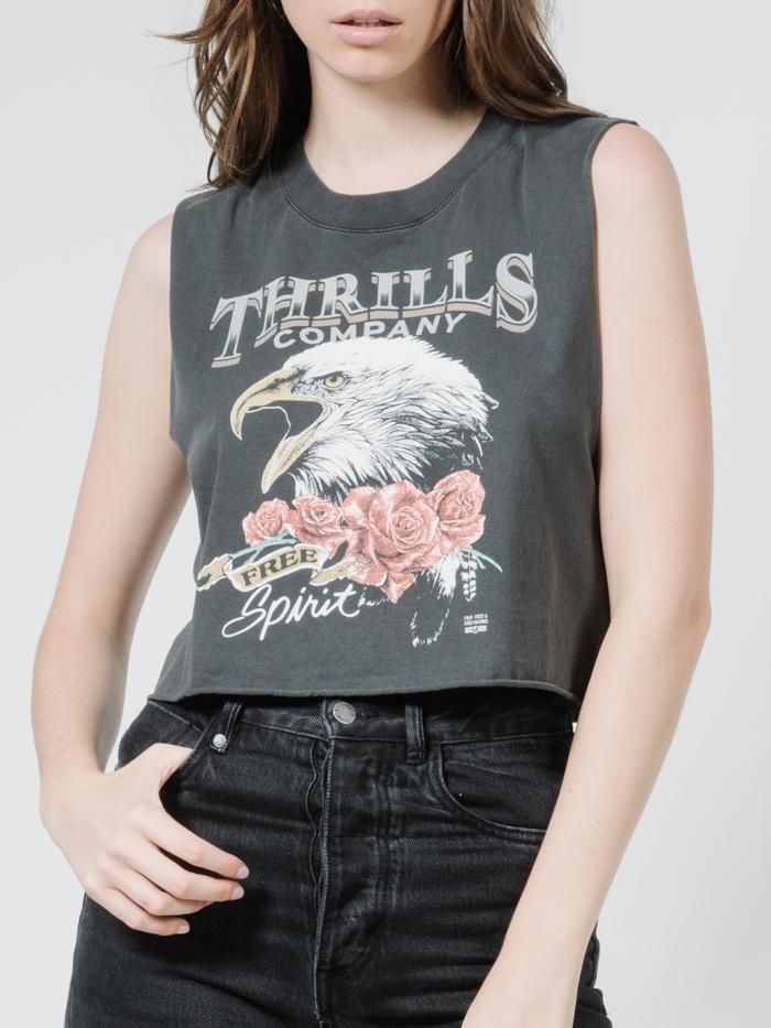 Rose Spirit Crop Muscle - Merch Black sold by Thrills product image thumbnail 4