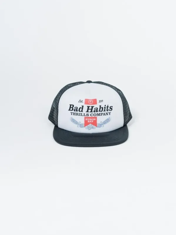 Bad Habits Trucker Cap - White-Black sold by Thrills