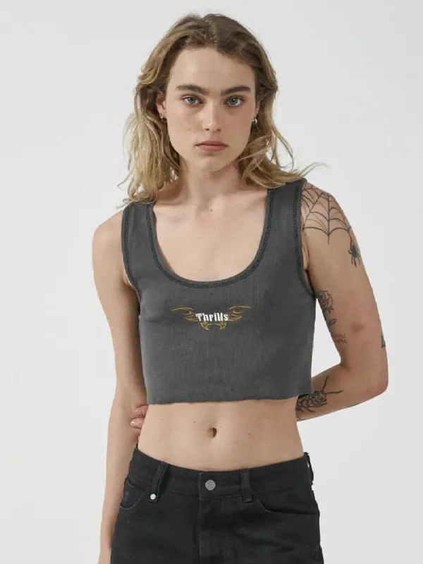 Thrills Golden Wings Crop Rib Singlet - Merch Black sold by Thrills