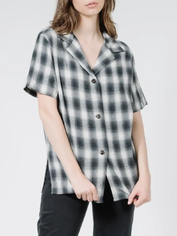 Angel Check Oversized Shirt - Steel Grey sold by Thrills
