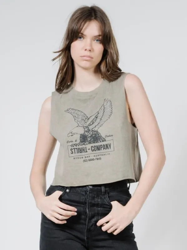 Thrills Garage Crop Muscle - Army Fade sold by Thrills