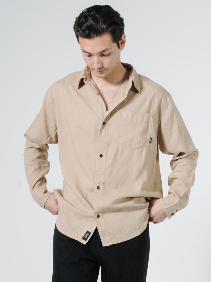 Minimal Thrills Oversized Long Sleeve Shirt - Washed Tan sold by Thrills product image thumbnail 4