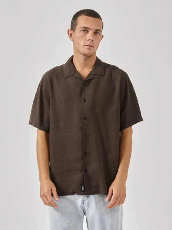 Hemp Minimal Thrills Bowling Shirt - Postal Brown sold by Thrills