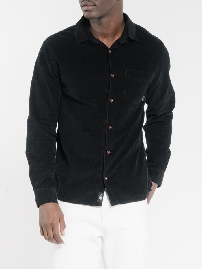 Stranded Cord Long Sleeve Shirt - Black sold by Thrills