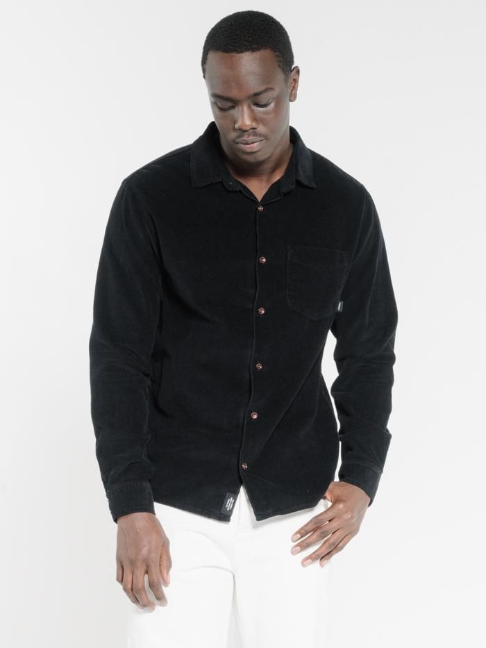 Stranded Cord Long Sleeve Shirt - Black sold by Thrills product image thumbnail 3