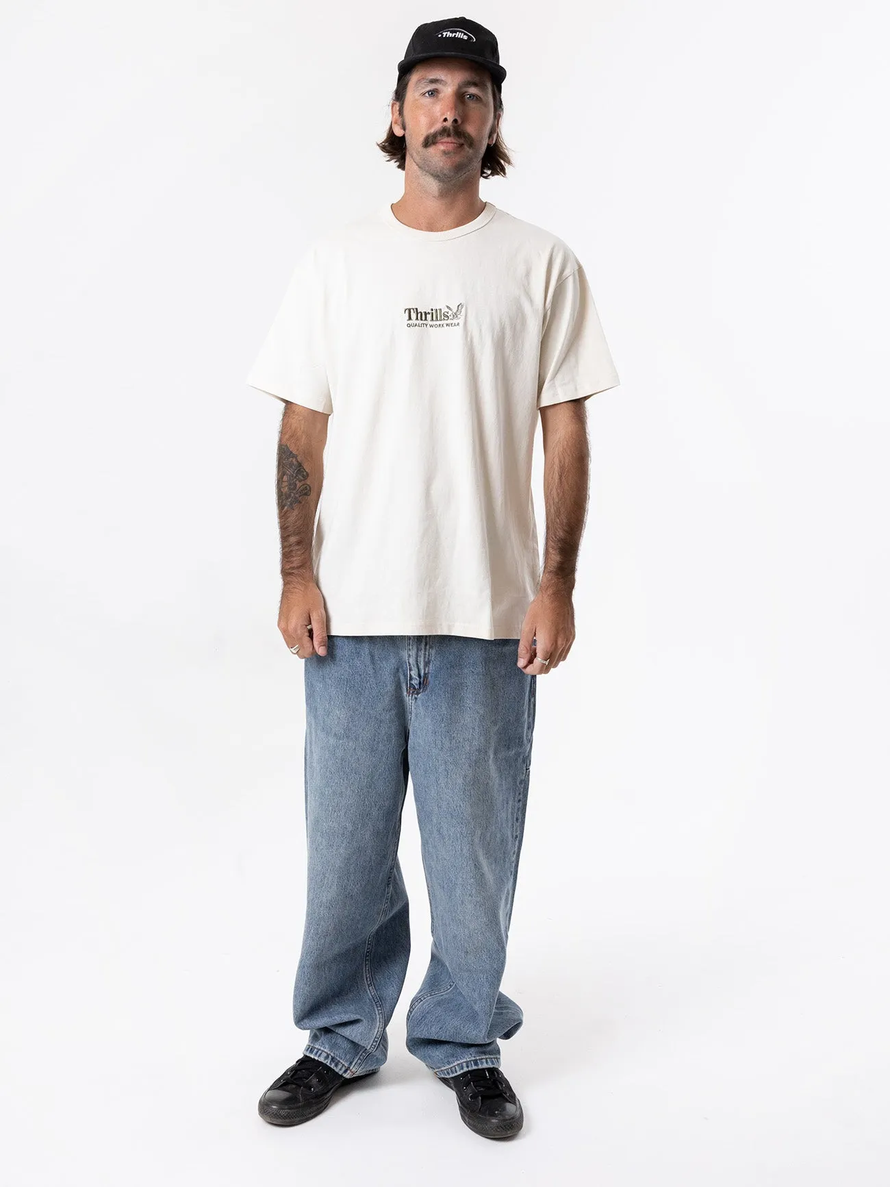 Thrills Workwear Embro Box Fit Tee - Heritage White sold by Thrills product image thumbnail 5