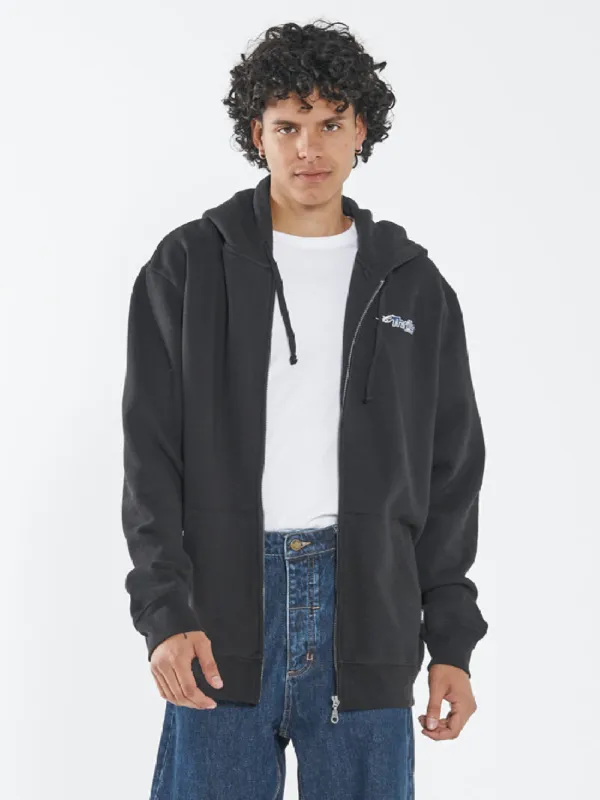 Fireside Zip Hood Fleece - Black sold by Thrills