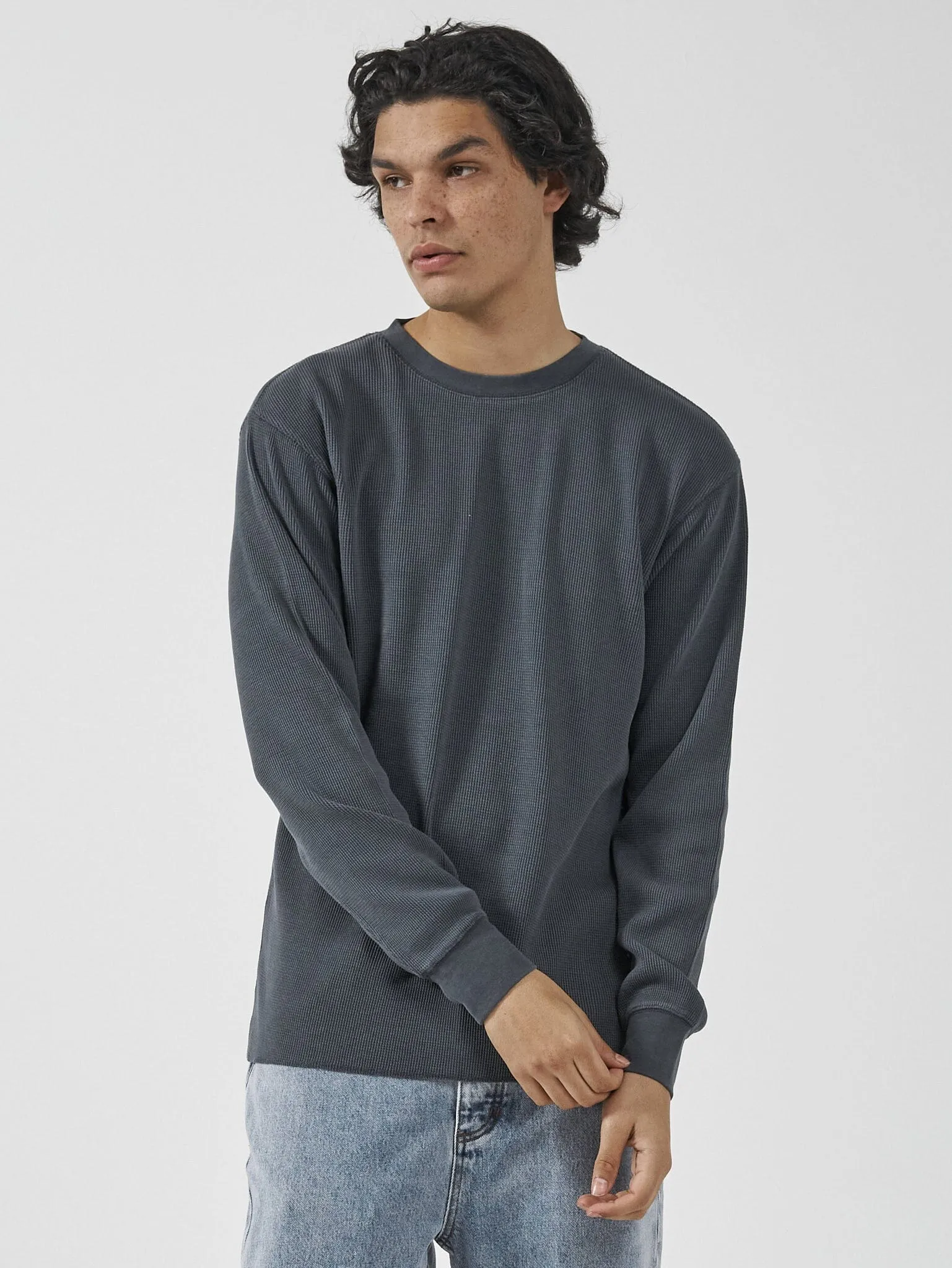 Thrills Union Waffle Long Sleeve - Petrol sold by Thrills