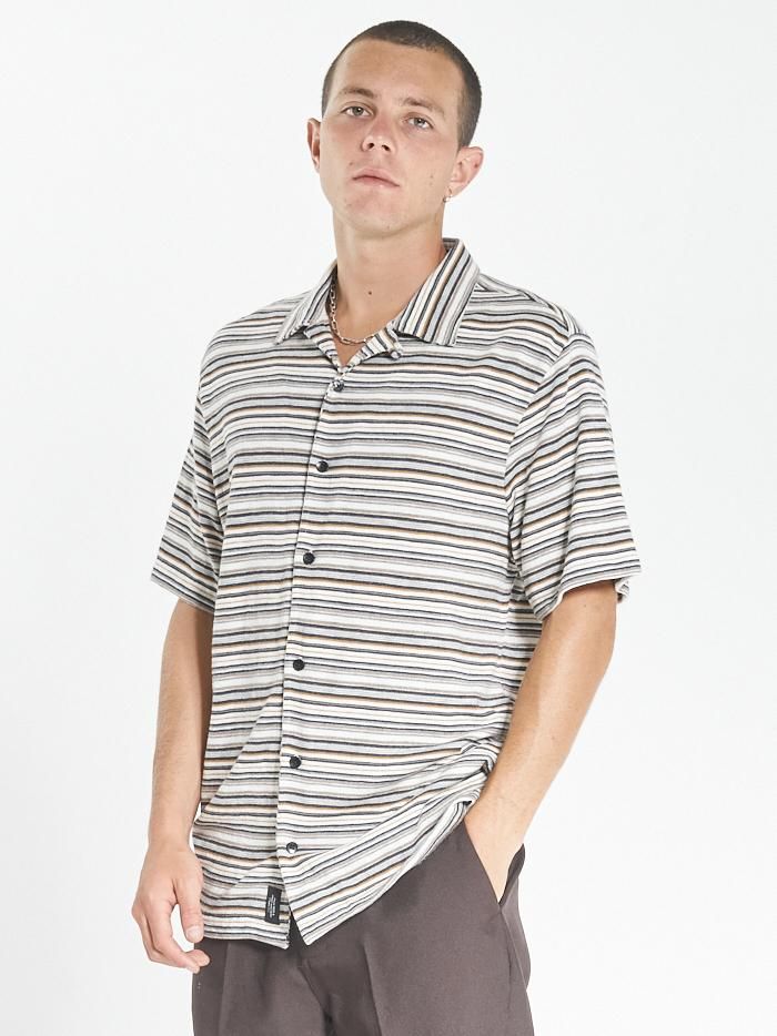 Indie Stripe Bowling Shirt - Heritage White sold by Thrills