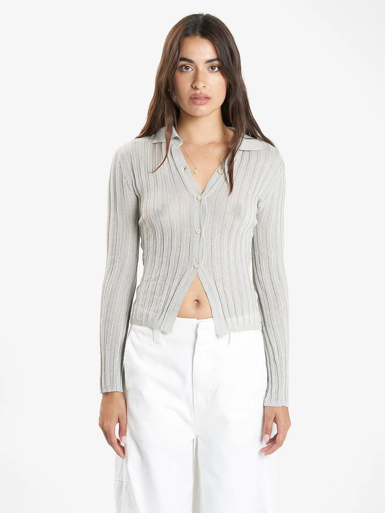 Delphine Knit Cardigan - Oyster Grey sold by Thrills