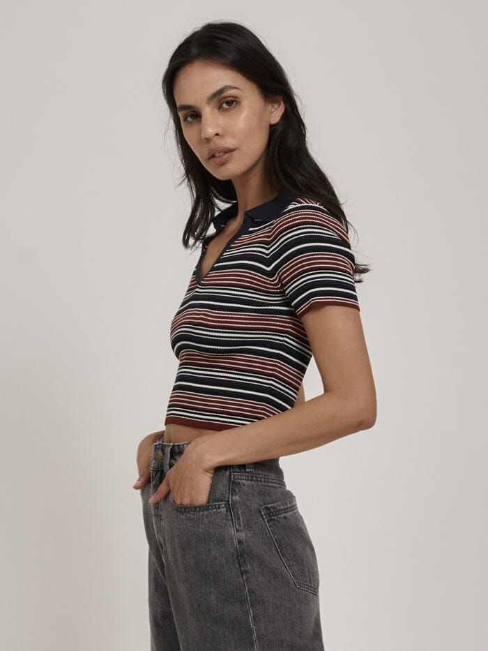 All That Stripe Knit Baby Polo Tee - Navy sold by Thrills product image thumbnail 3