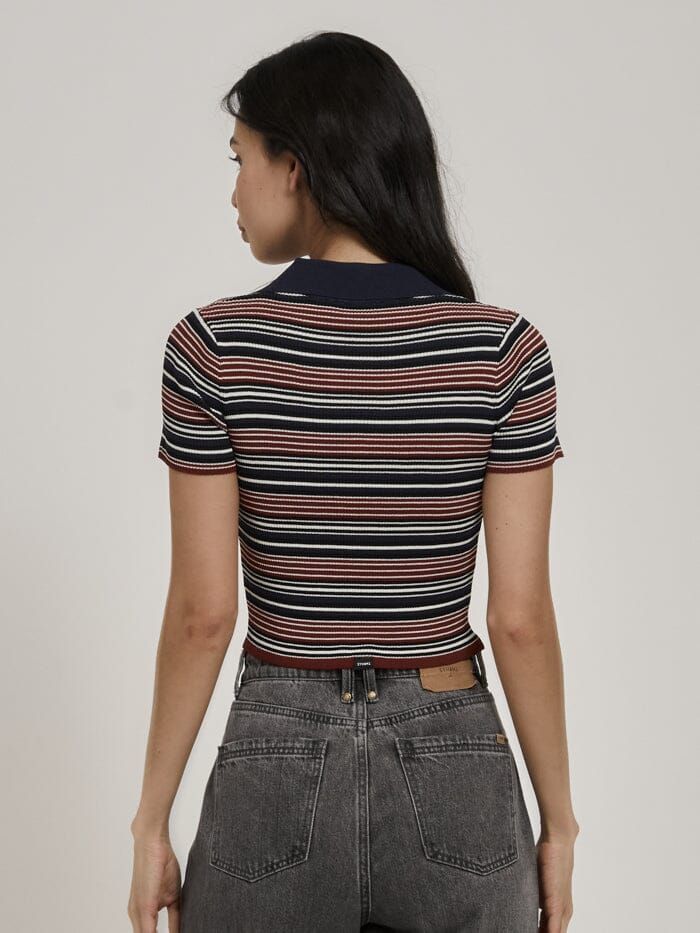 All That Stripe Knit Baby Polo Tee - Navy sold by Thrills product image thumbnail 2