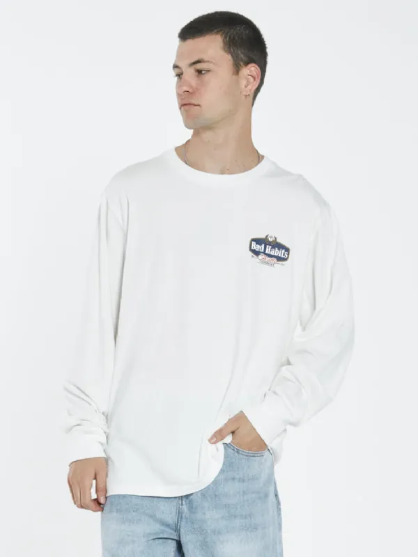 Bad Habits Die Hard Merch Fit Long Sleeve Tee - Dirty White sold by Thrills