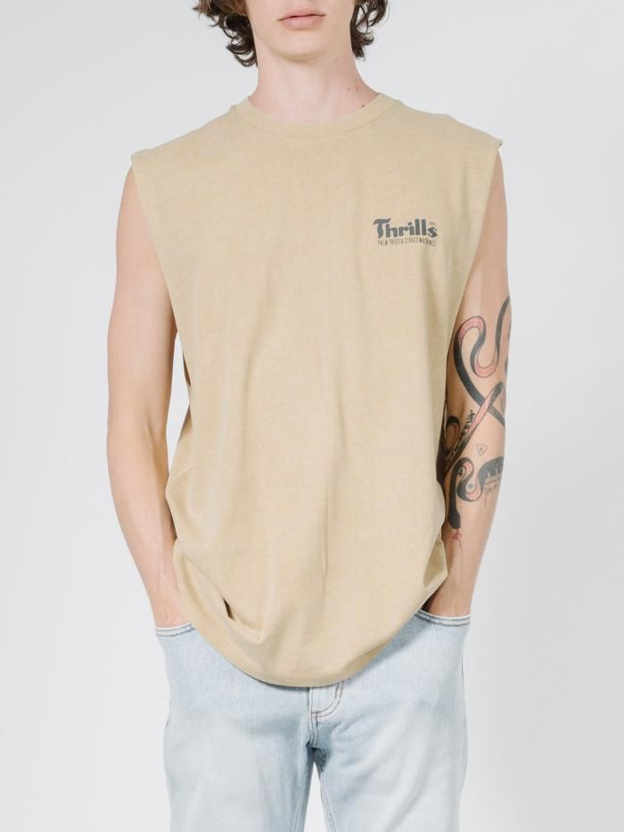 Wellness Merch Fit Muscle Tee - Faded Gold sold by Thrills product image thumbnail 4
