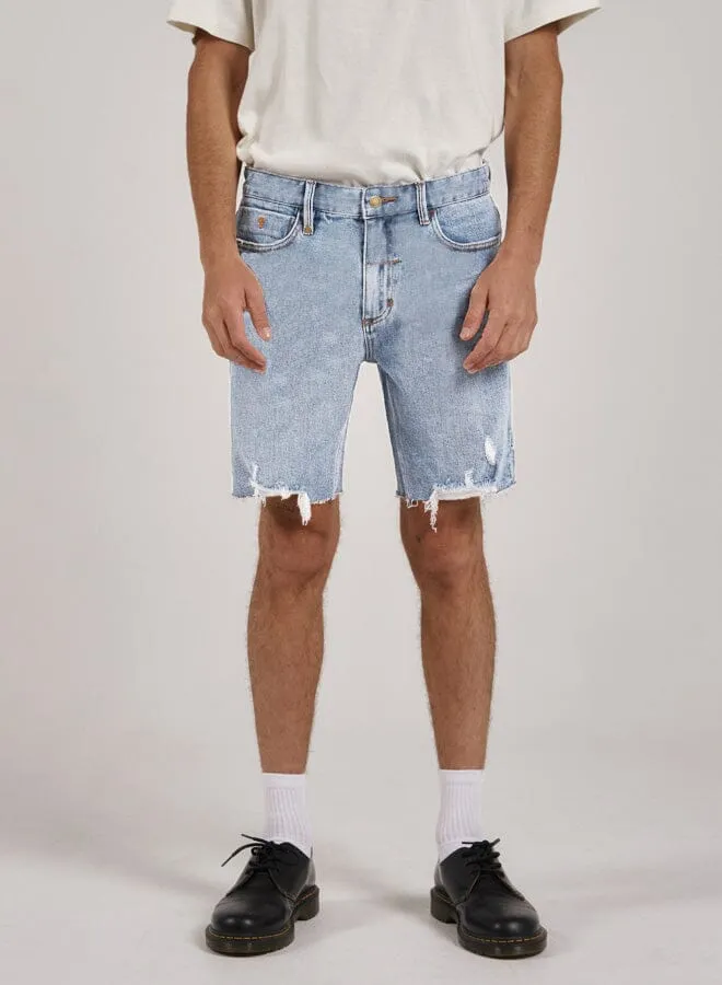Destroyed Bones Denim Short - Ash Blue sold by Thrills