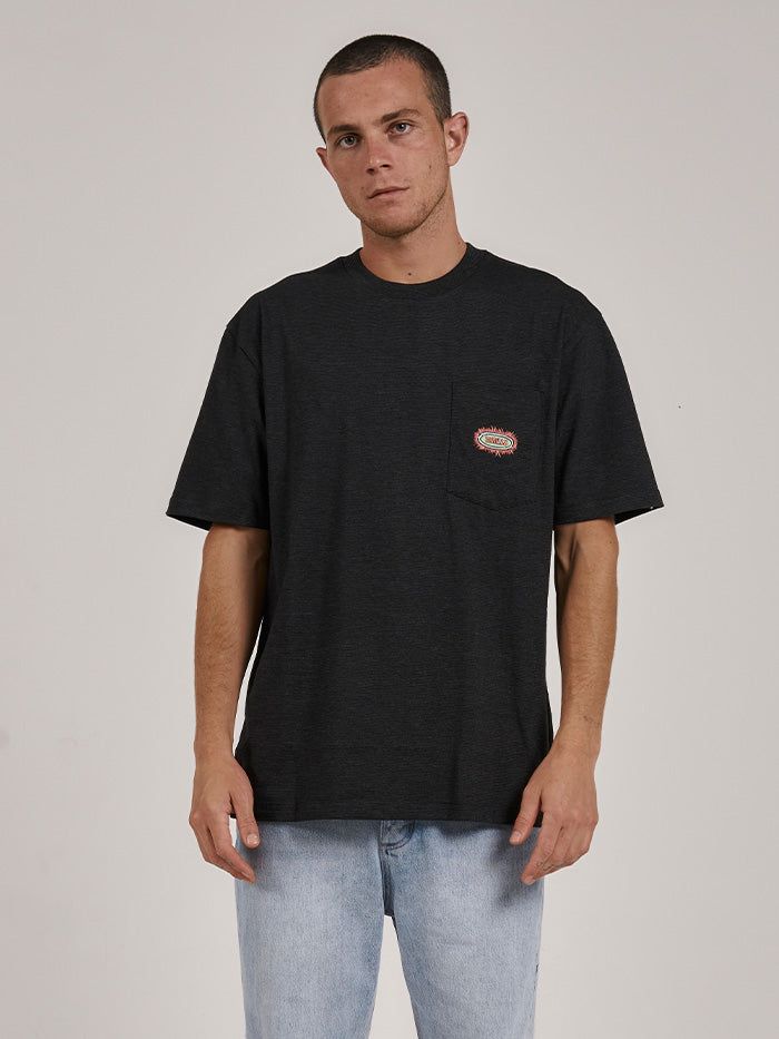 Acid Test Stripe Pocket Oversize Fit Tee - Black sold by Thrills