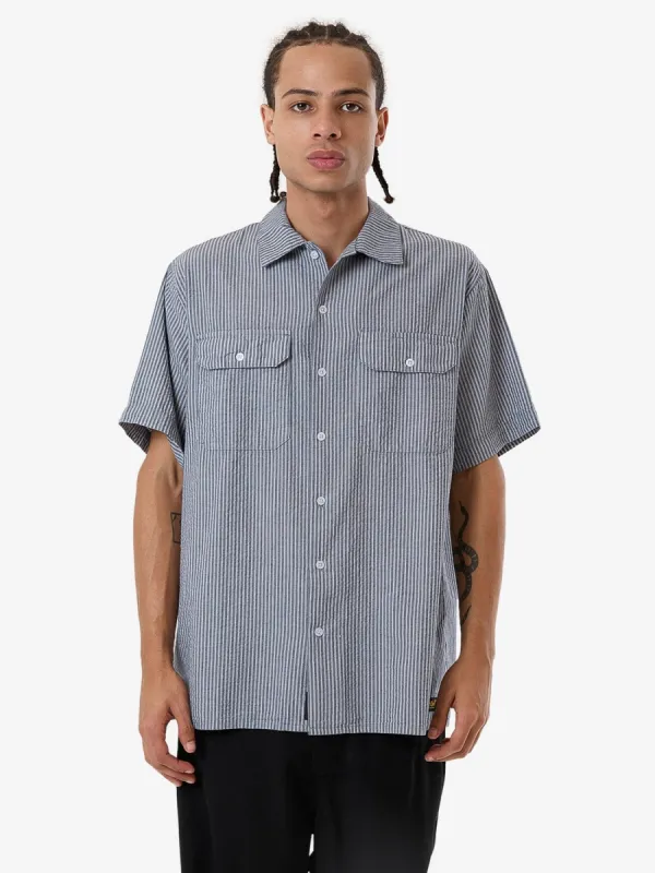 Thrills Union Short Sleeve Stripe Work Shirt - Light Petrol sold by Thrills