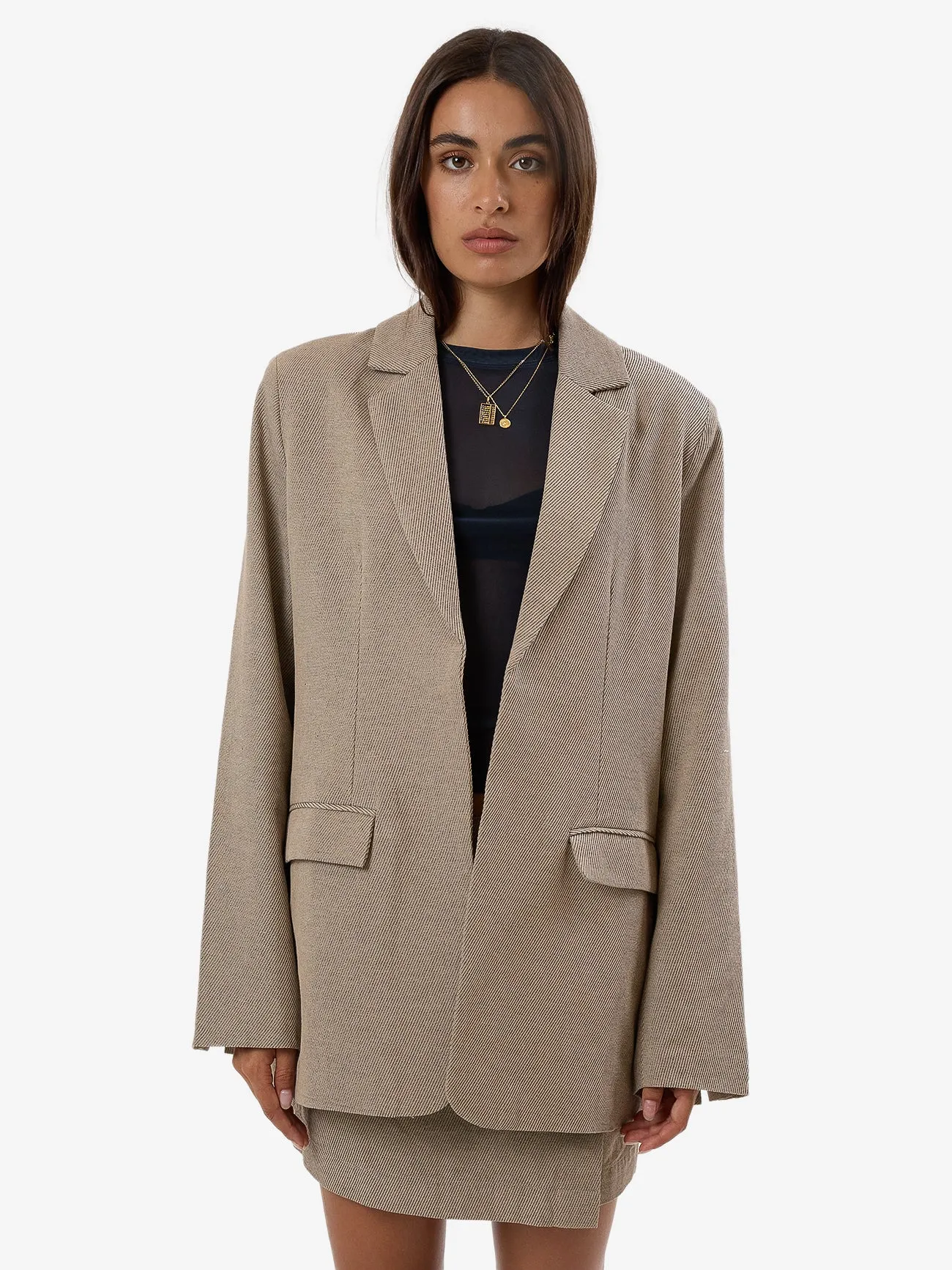 Allegra Twill Suiting Blazer - Tan Black sold by Thrills product image thumbnail 2