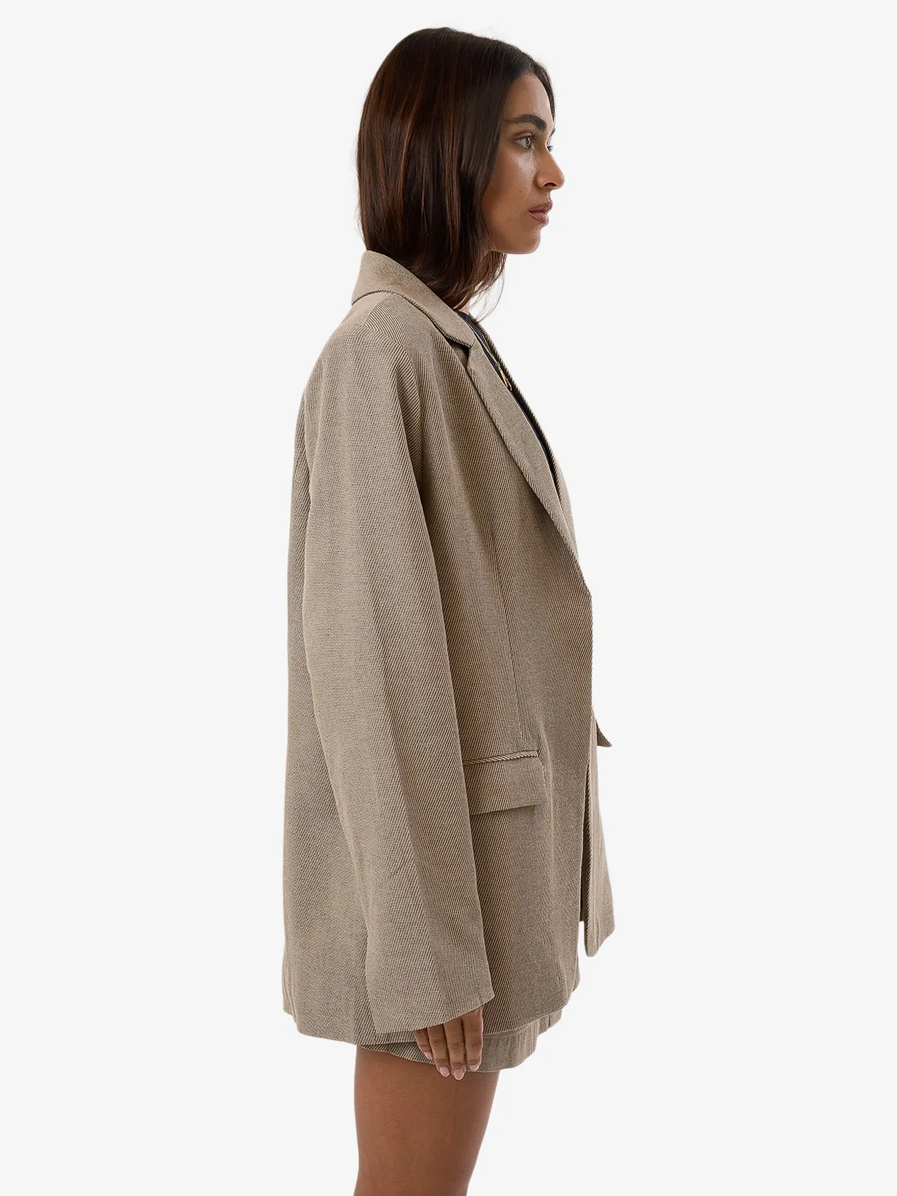 Allegra Twill Suiting Blazer - Tan Black sold by Thrills product image thumbnail 5