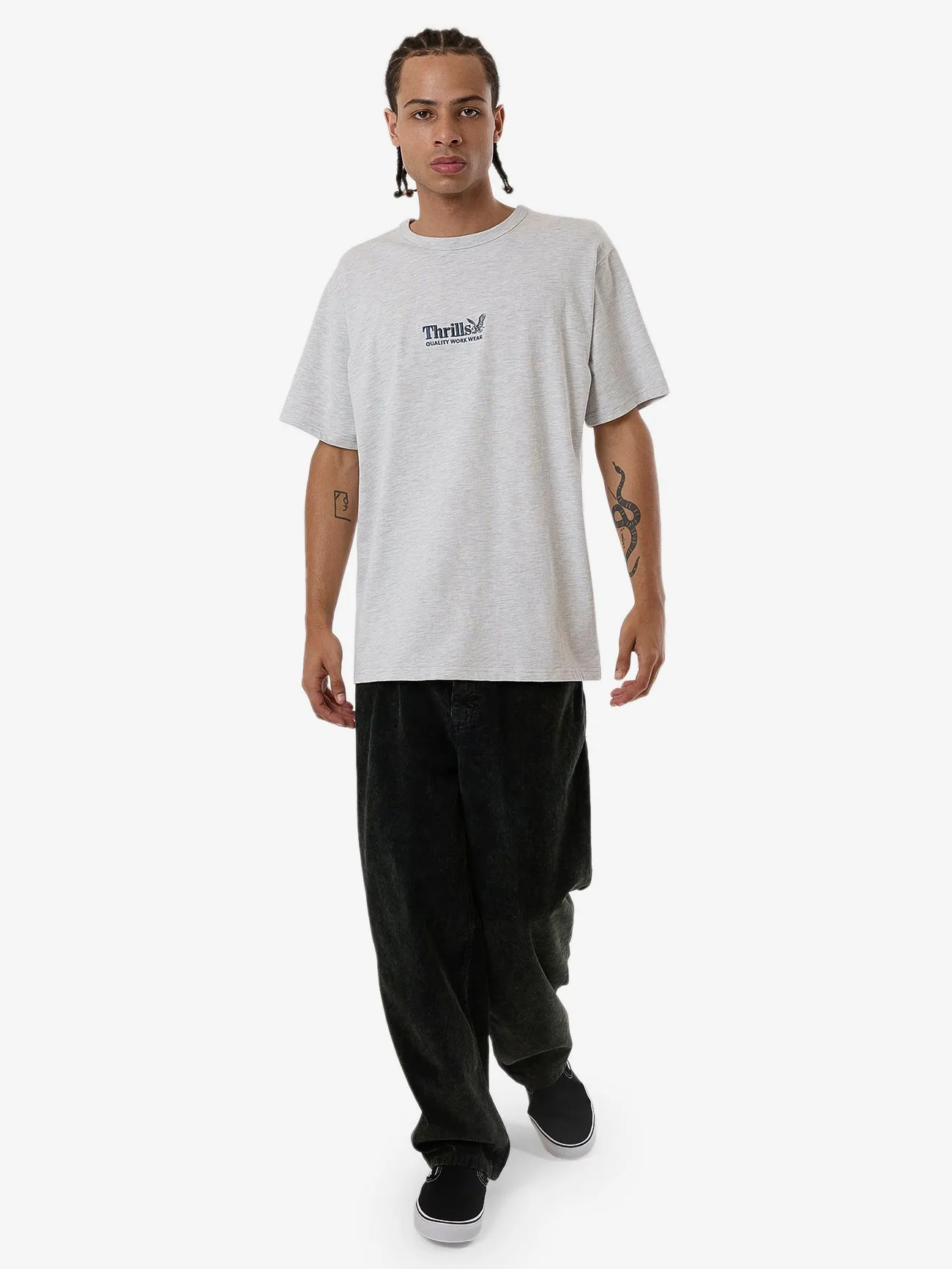Thrills Workwear Embro Merch Fit Tee - White Marle sold by Thrills product image thumbnail 5