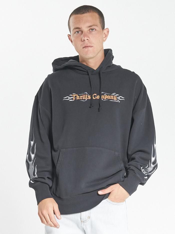 Strange Days Slouch Pull On Hood - Washed Black sold by Thrills