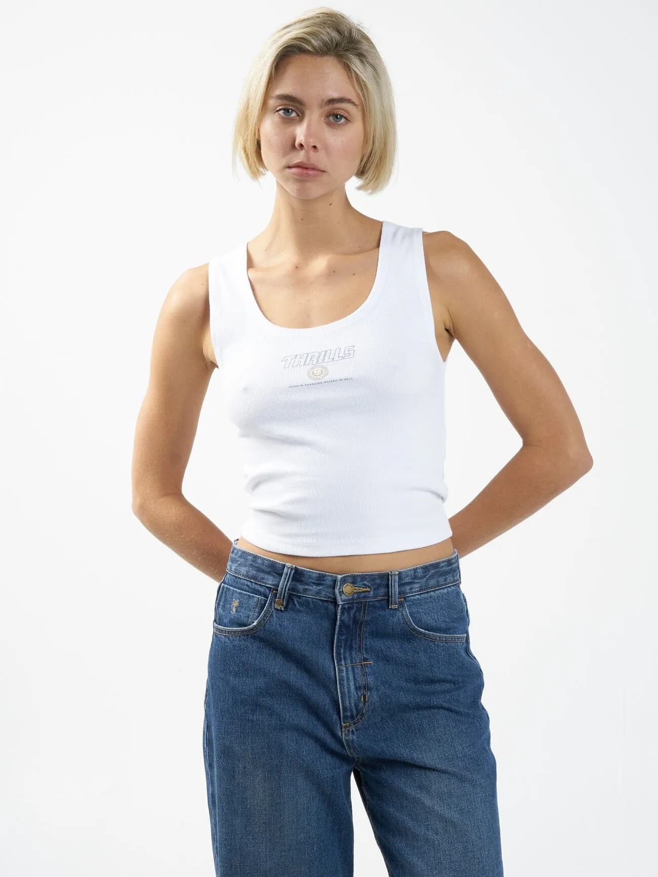 Gold Seal Rib Singlet - White sold by Thrills