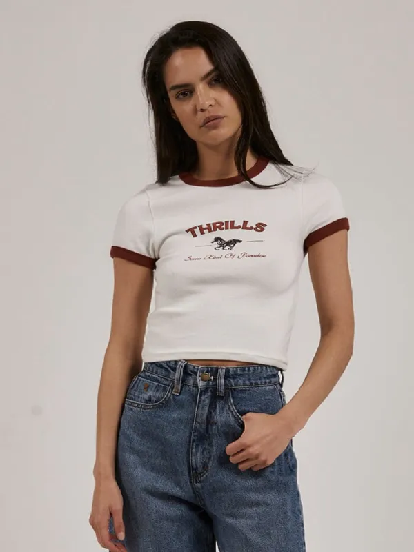 Riding in Paradise Y2K Ringer Tee - Dirty White sold by Thrills