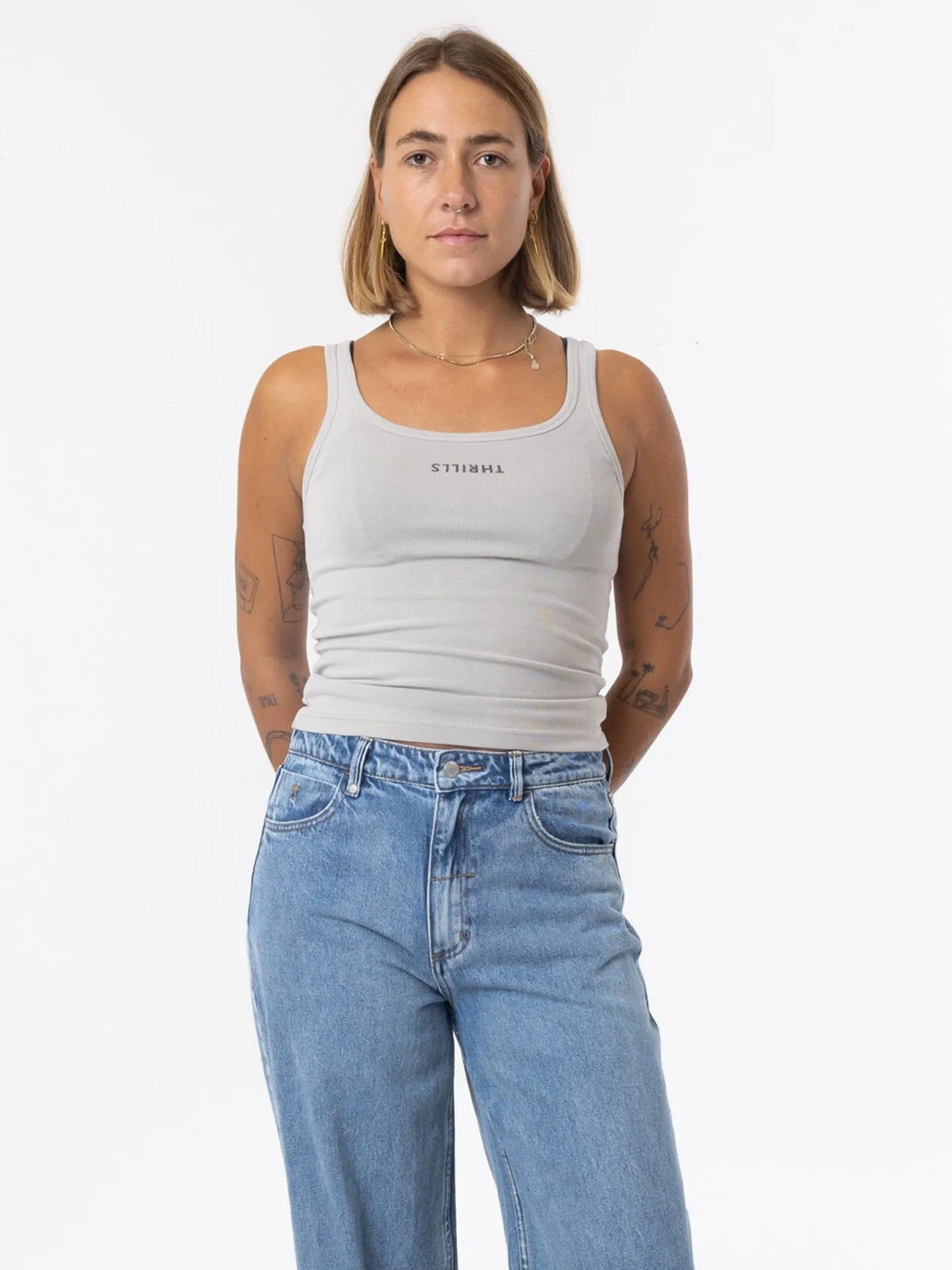 Minimal Thrills Scoop Tank - Oyster Grey sold by Thrills