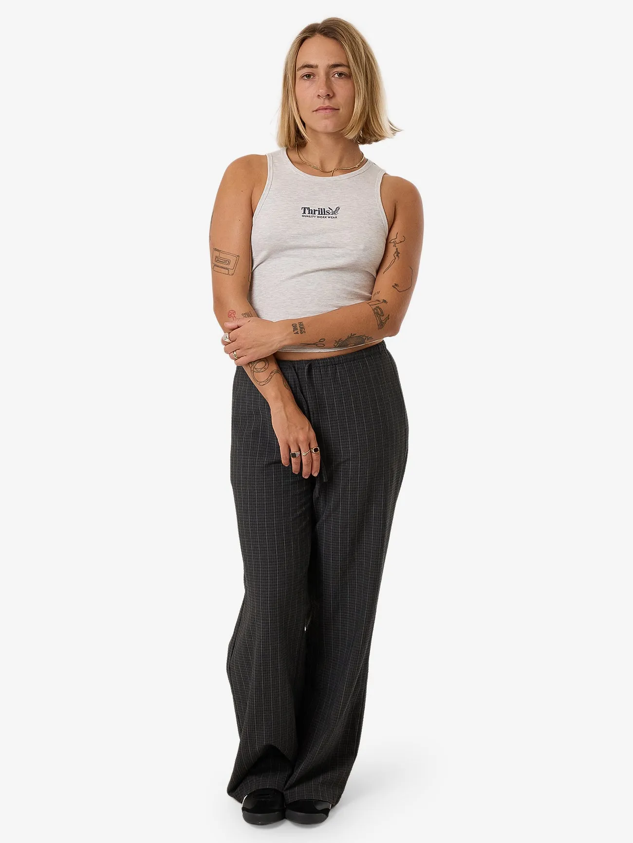 Thrills Workwear Embro Curve Tank - White Marle sold by Thrills product image thumbnail 5