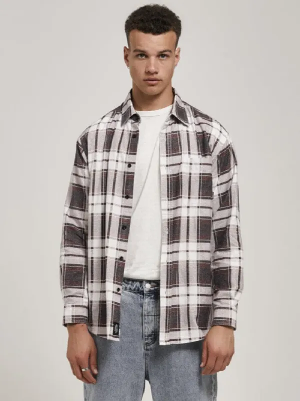 Fire Rose Oversized Long Sleeve Flannel Shirt - Navy sold by Thrills