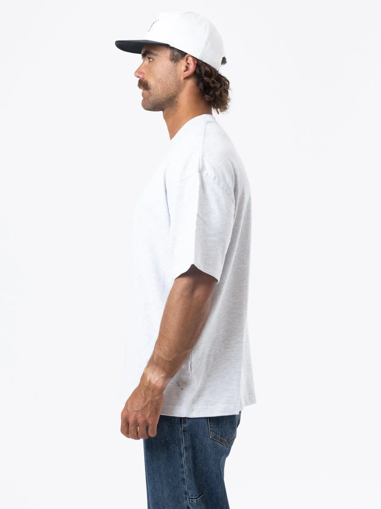 Full Ride Box Fit Oversize Tee - White Marle sold by Thrills product image thumbnail 3