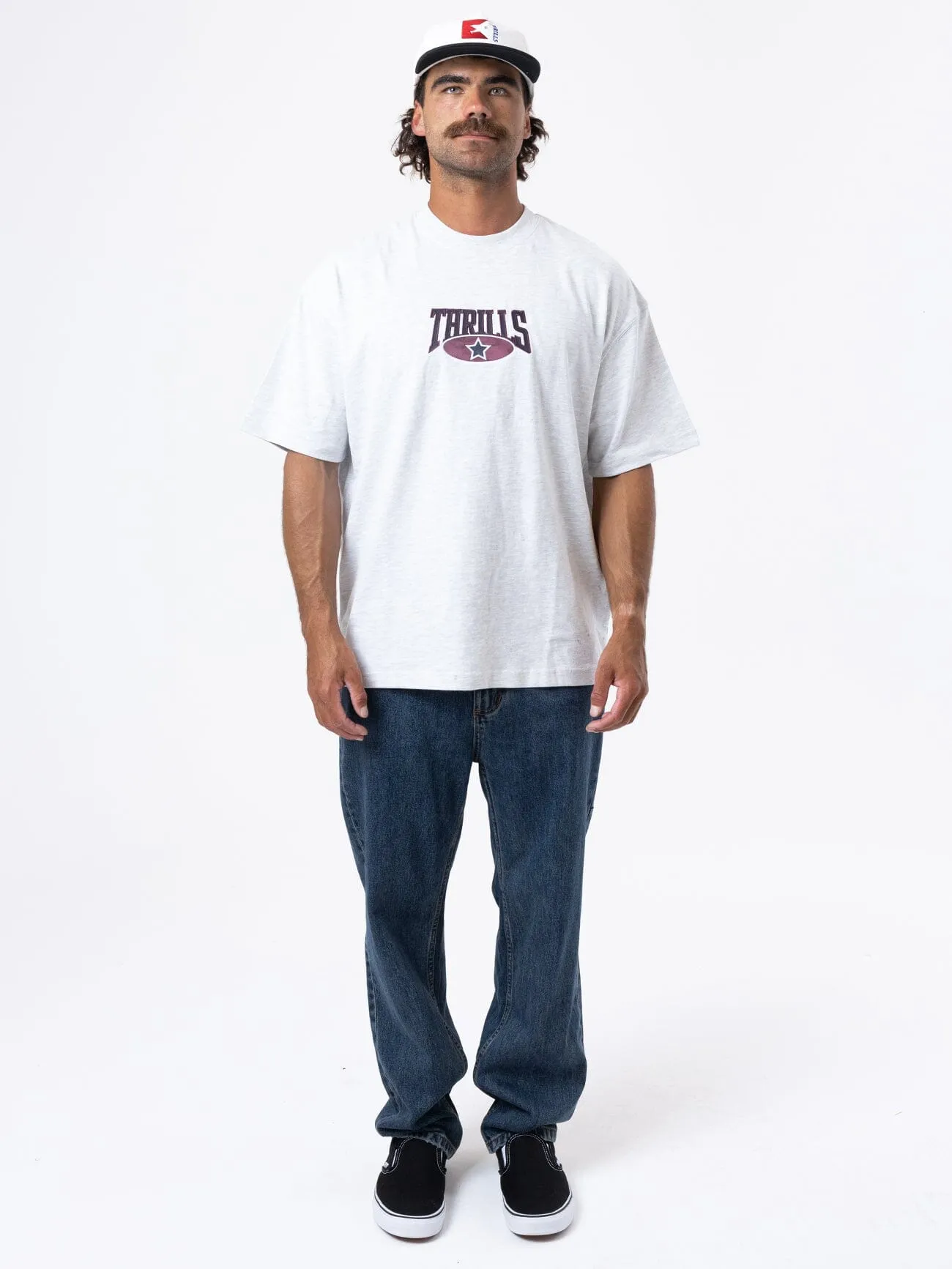 Full Ride Box Fit Oversize Tee - White Marle sold by Thrills product image thumbnail 5