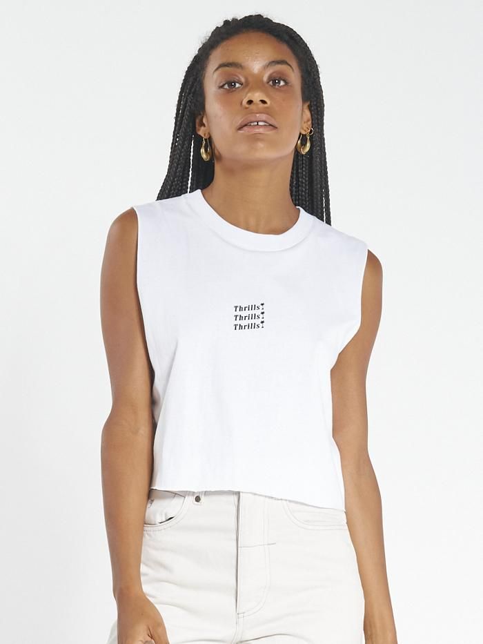 Thrills Unlimited Crop Muscle - White sold by Thrills