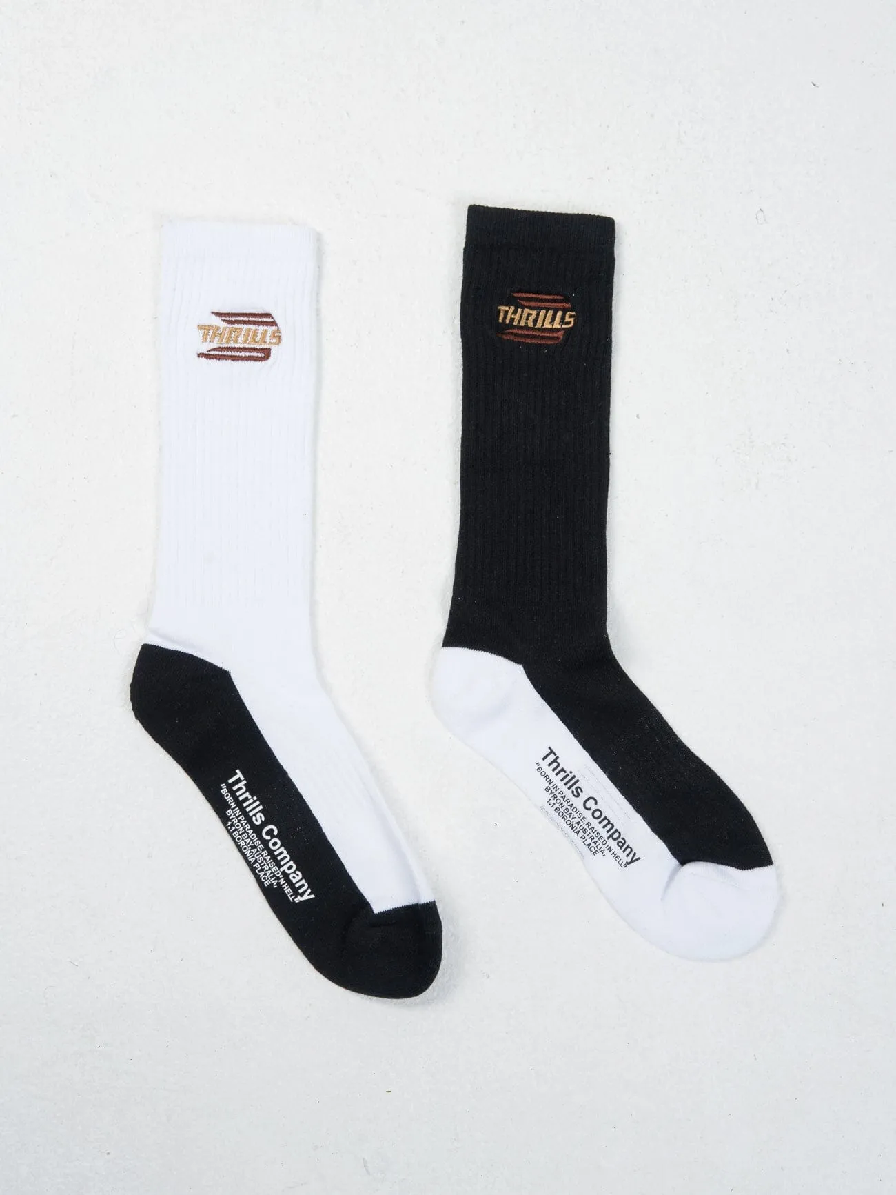 Steadfast 2 Pack Sock - Black - White sold by Thrills