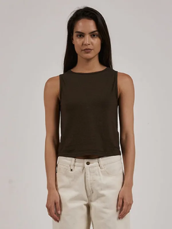 Hemp Boat Neck Tank - Tarmac sold by Thrills