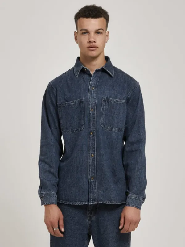 Thrills Union Long Sleeve Work Shirt - Worn In Blue sold by Thrills