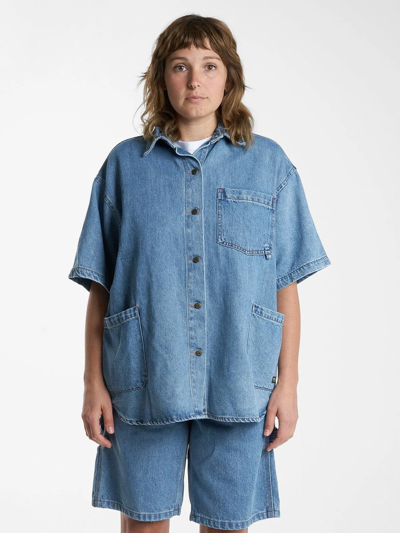 Hard Yakka X Thrills Short Sleeve Overshirt - Drill Blue sold by Thrills product image thumbnail 2