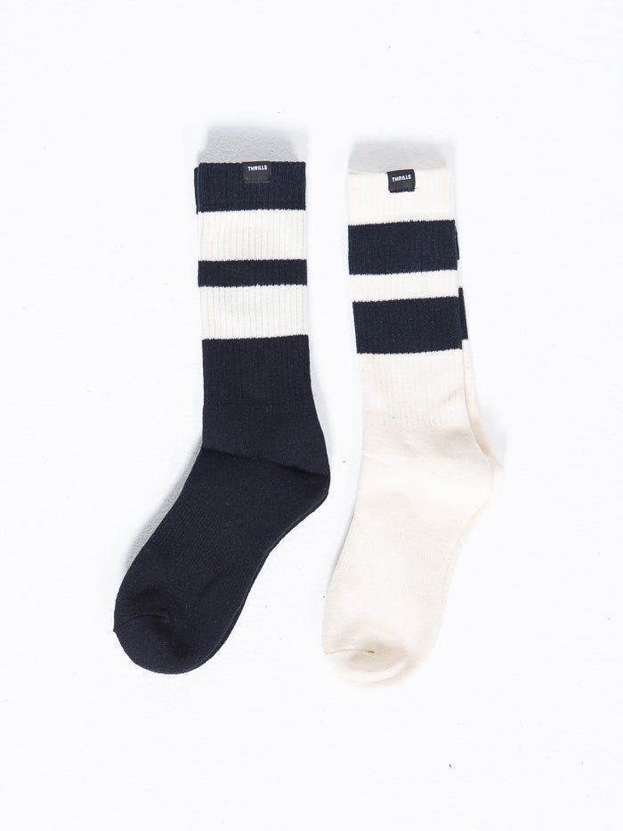 Thrills Territory 2 Pack Sock - Dark Navy/Unbleached sold by Thrills