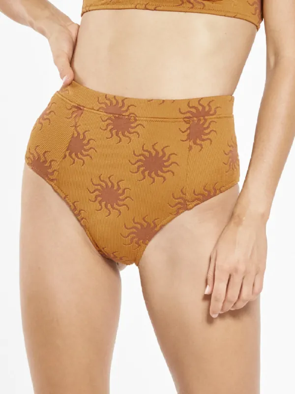 Solstice High Waist Bikini Bottom - Clay made by Thrills