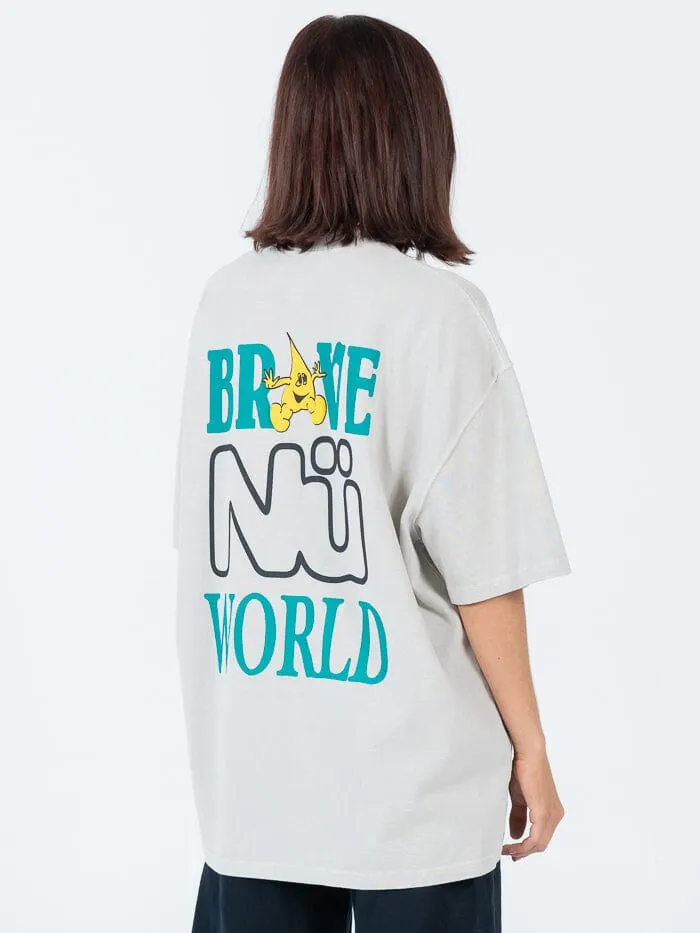 Brave Nu World Oversize Heavyweight Tee - Wash Grey Overdye sold by Thrills product image thumbnail 3