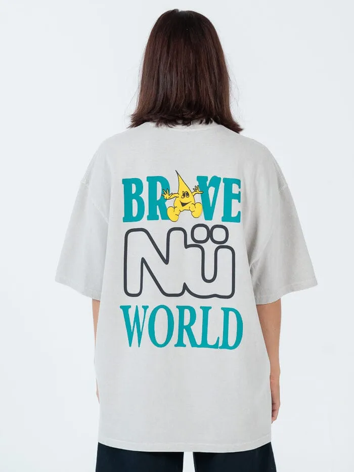 Brave Nu World Oversize Heavyweight Tee - Wash Grey Overdye sold by Thrills product image thumbnail 2