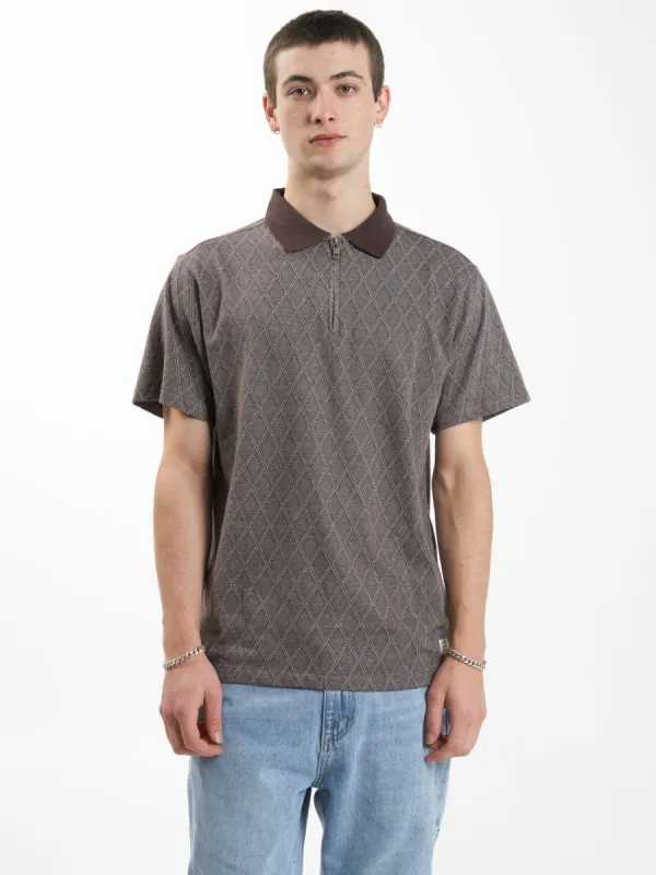 Linked Quarter Zip Polo - Chocolate Plum sold by Thrills