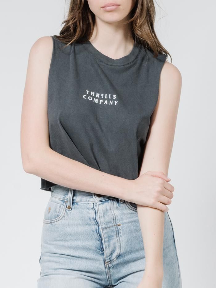 Palmed Thrills Company Crop Muscle - Merch Black sold by Thrills