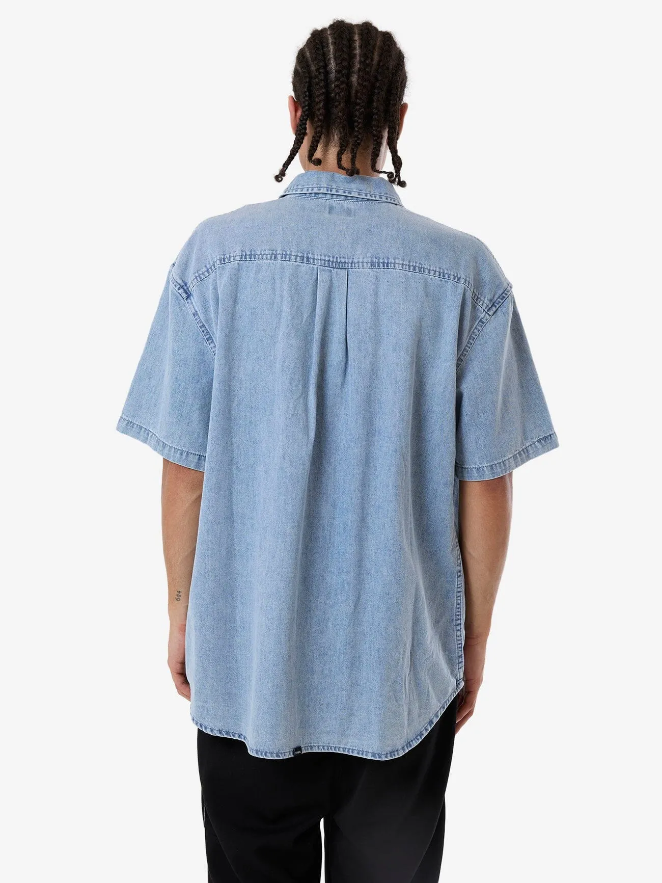 Canyon Oversize Short Sleeve Denim Shirt - Faded Rinse Indigo sold by Thrills product image thumbnail 2