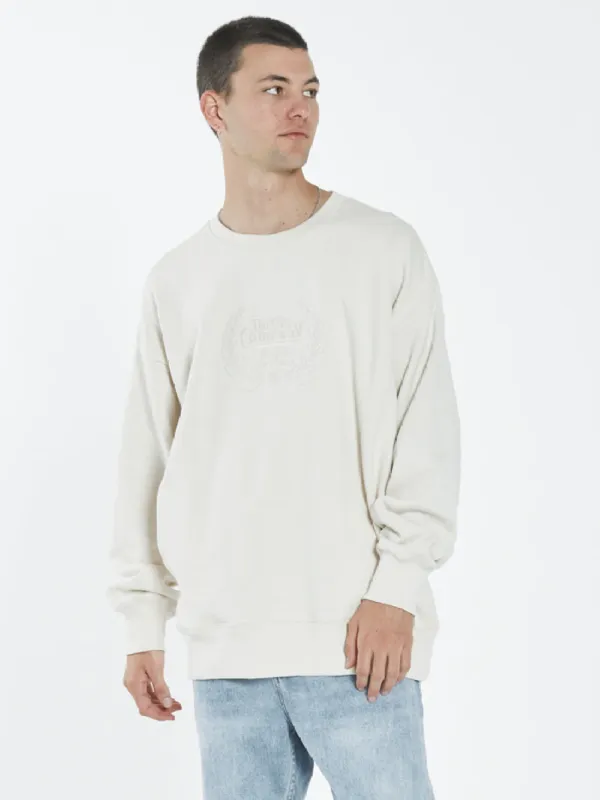 Paradise Crest Slouch Crew Neck Fleece - Unbleached sold by Thrills